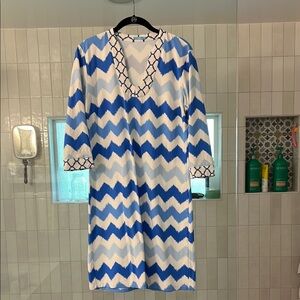Blue and White Chevron Dress